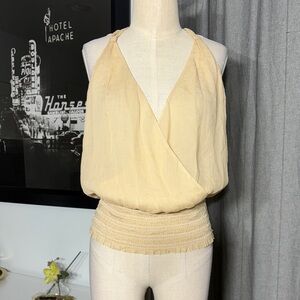 VINTAGE Y2K 100% silk bebe Beige Halter Blouse